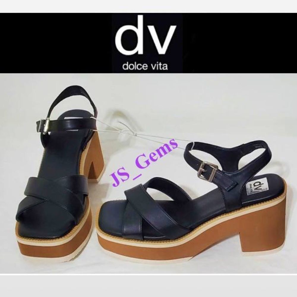New dolce vita Shoes Womens Size 9.5 Platform Black Strappy Tan